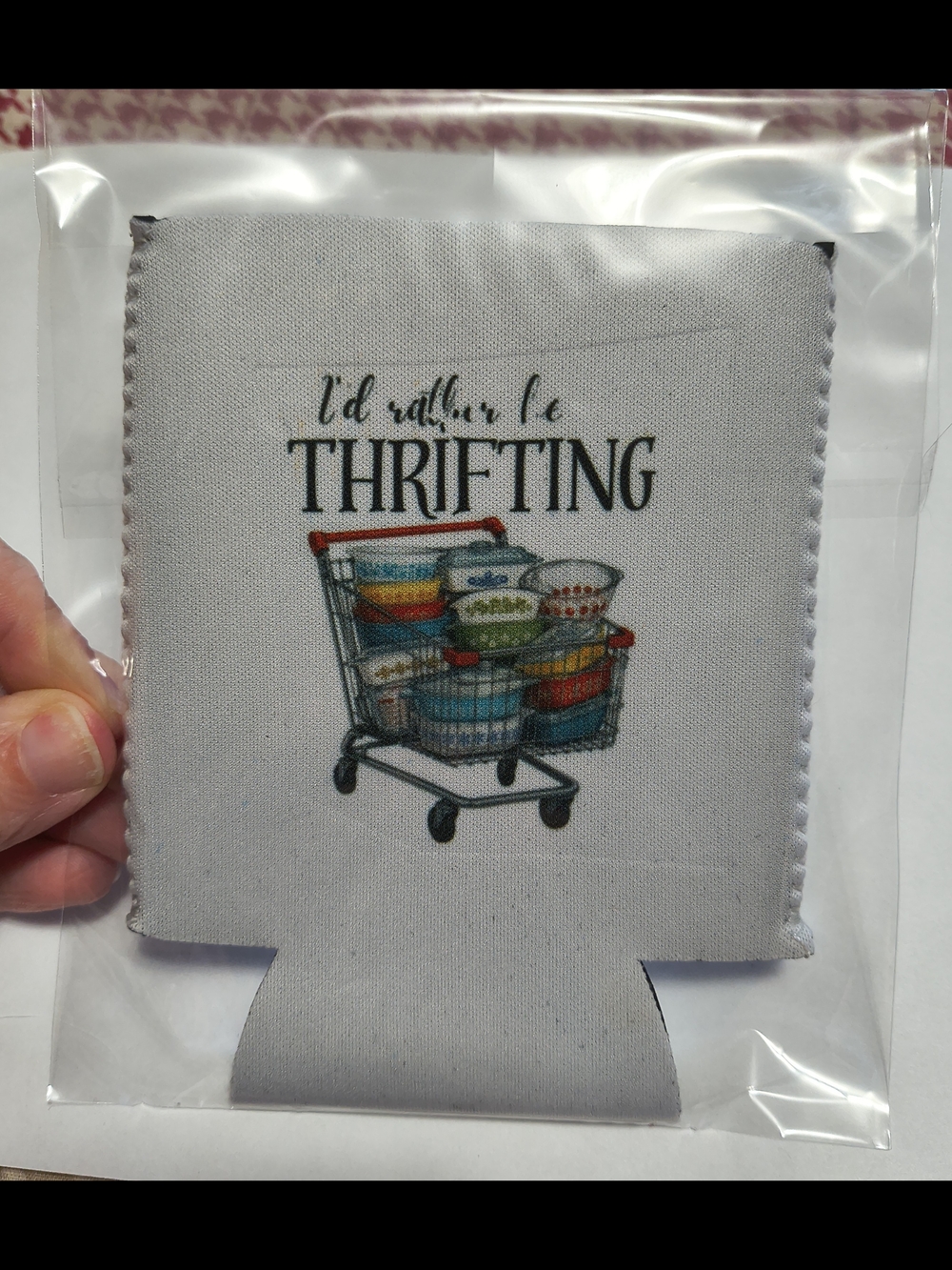 I'd Rather Be Thrifting Can Cooler - Gray